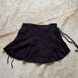 Black Flared Mini Skirt with Side Ties